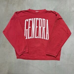Vintage 90s Generra Sweatshirt Mens Large Red Graphic Boxy Cotton Crewneck
